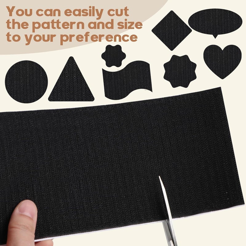 GRLCOOD 4 Inch x 16.5 Feet Black Heavy Duty Hook and Loop Tape Adhesive, Keep Couch Cushions from Sliding, Non Slip Rug Gripper and Strips with Adhesive. Prevent Patio Cushions, Carpets, Mattresses Sliding - Image 5